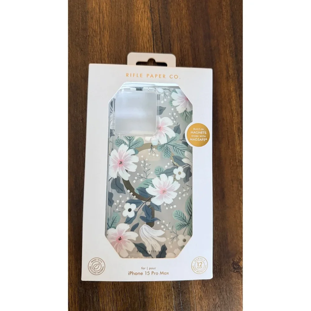 Rifle Paper Co iPhone 15 Pro Max‎ Case Floral MagSafe Clear Protective Cover NEW